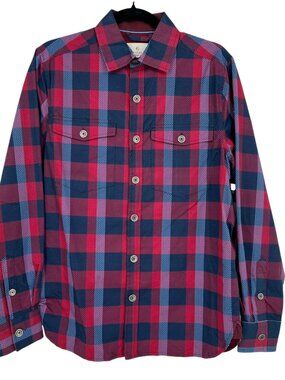 Con.Struct Plaid Lined Casual Button Up Shirt Red Blue Size Small NWOT
